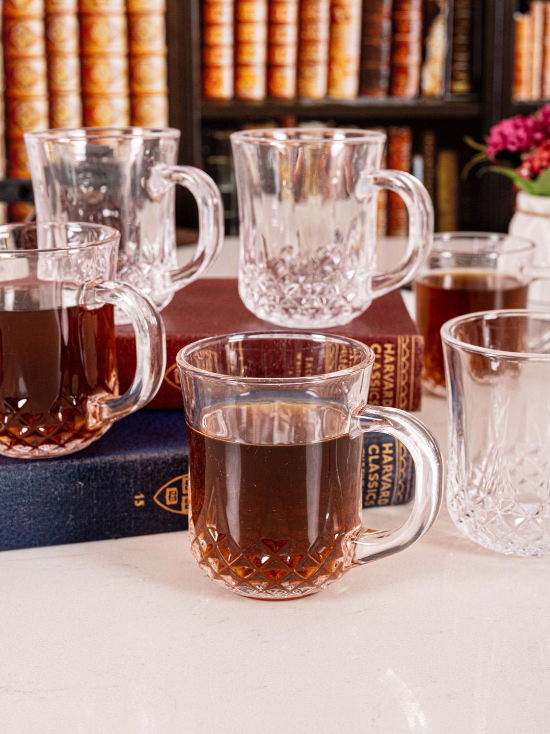GOODHOMES Transparent 6 Pcs Solid Glass Cups Set