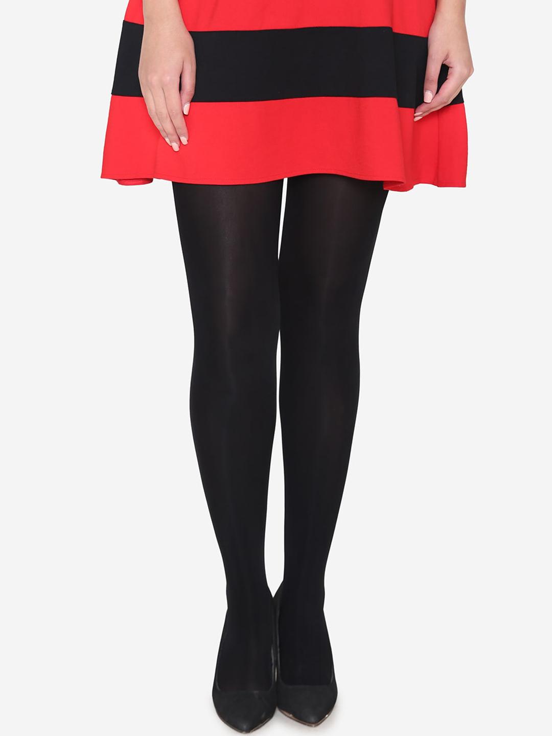 Buy Bonjour Women Black Solid Semi Sheer Stockings - - Apparel for Women