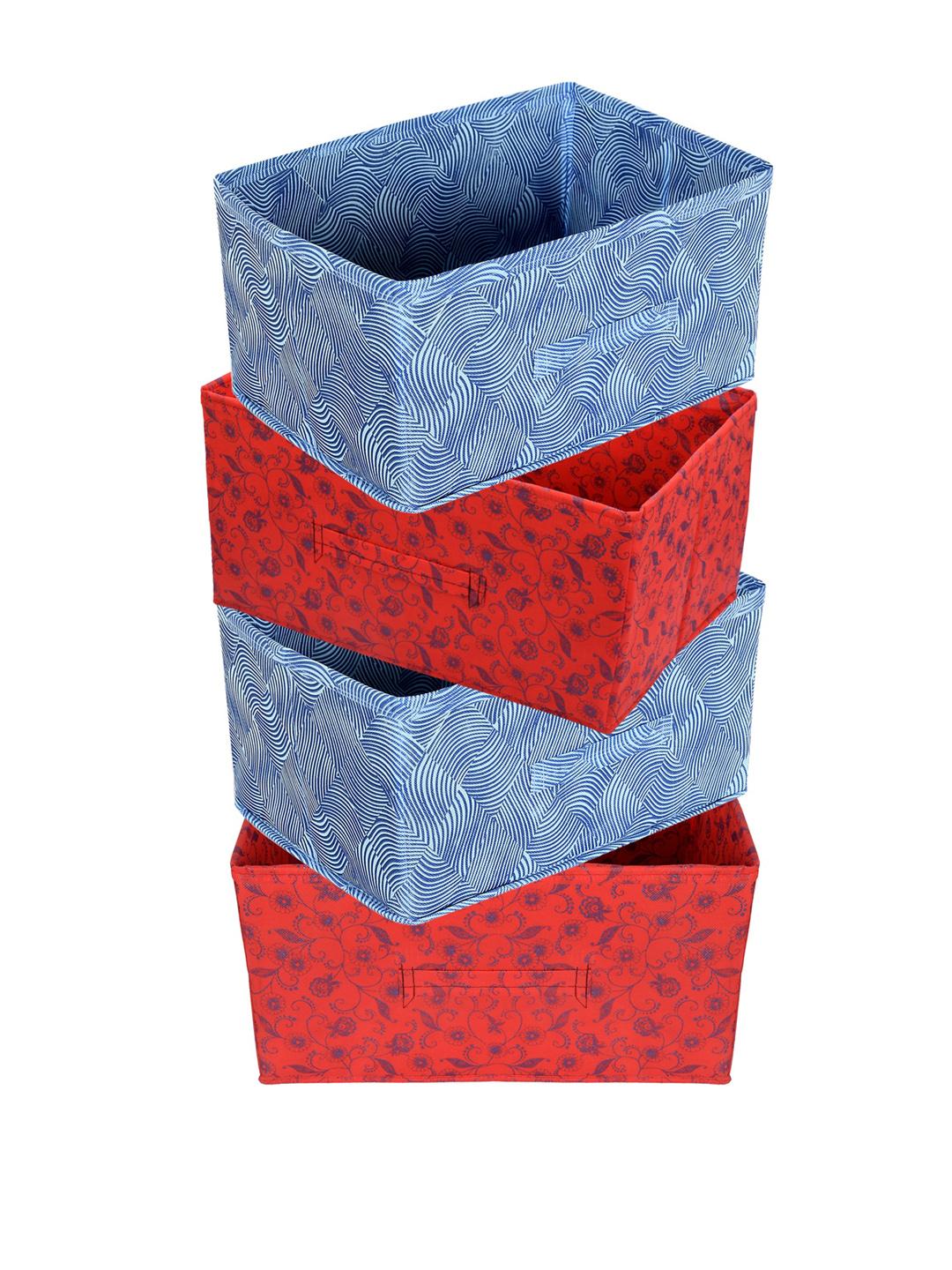 Buy Kuber Industries Set Of 4 Laheriya Metalic Printed Organizer Box With Handle -  - Home for Unisex
