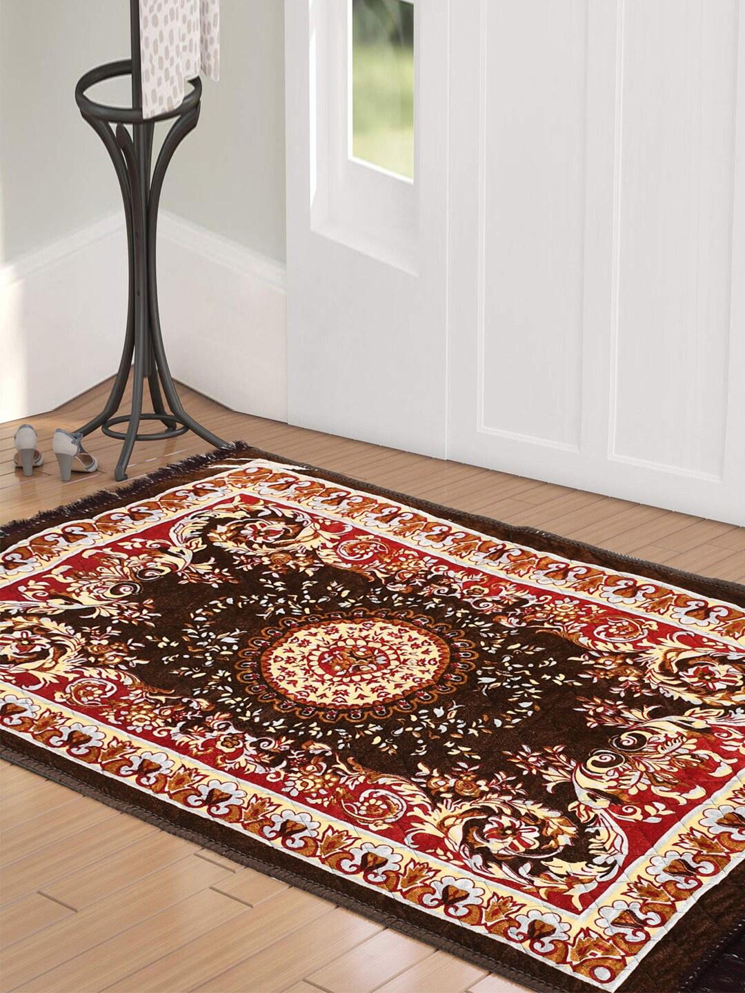 Buy Kuber Industries Brown & Orange Printed Super Soft Velvet Traditional Anti Skid Carpet -  - Home for Unisex