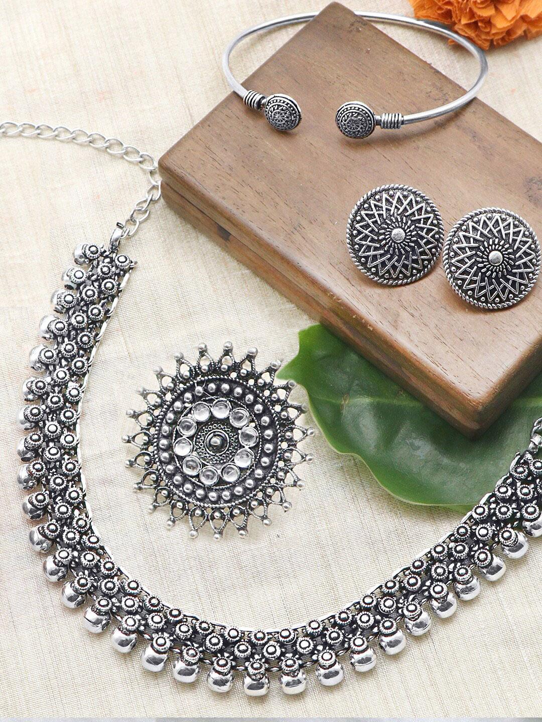 Buy TEEJH Paalika Silver Toned Teejh Paalika Oxidised Jewellery Gift Set - - Accessories for Women