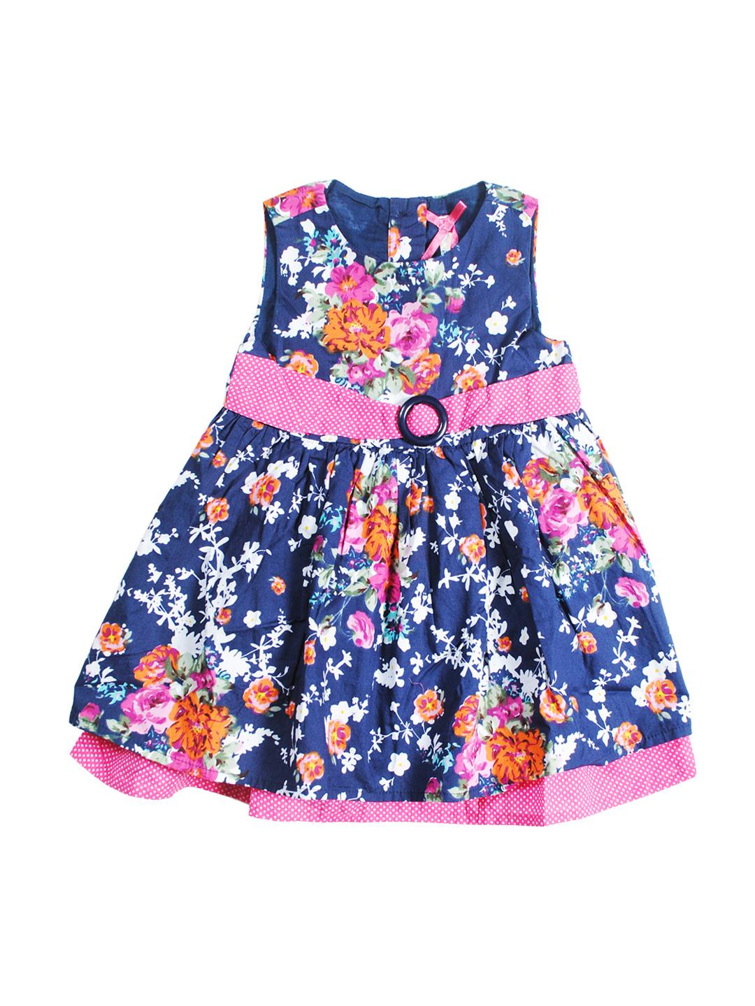 Nautinati Girls Floral Printed Gathered Or Pleated Fit Flare Dress main image 1