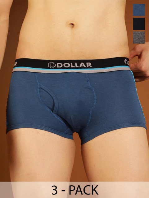 Buy Dollar Bigboss Men Assorted Pack Of 3 Super Combed Cotton Trunk - - Apparel for Men