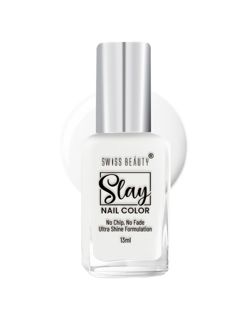 Buy SWISS BEAUTY Slay Nail Polish With Ultra Shine Formula 13 Ml Flat White 23 - - Personal Care for Women