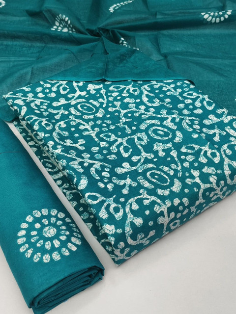 Buy Keshar Printed Pure Cotton Unstitched Dress Material - - Apparel for Women