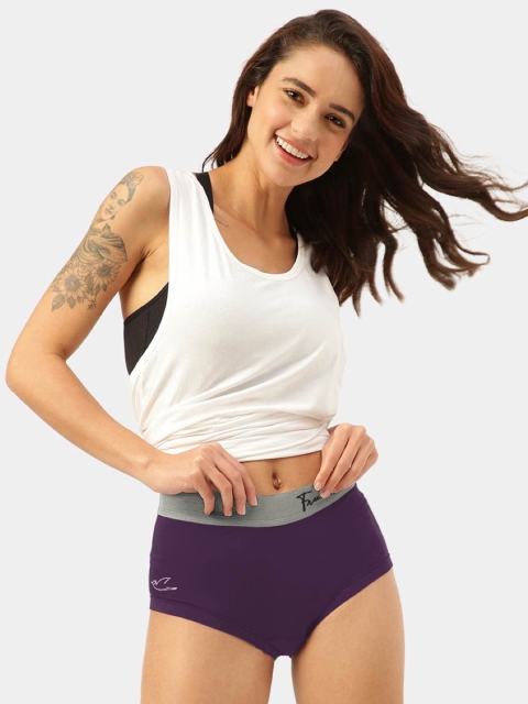Buy FREECULTR Women Violet Anti Microbial Ultra Soft Cult Waistband Boxer Briefs - - Apparel for Women