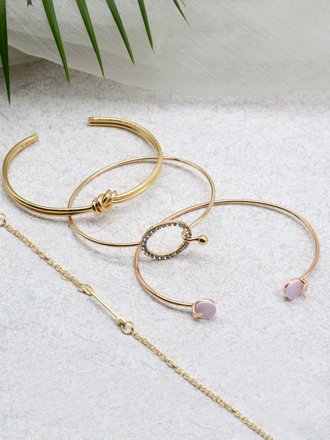 Buy JOKER & WITCH Women Gold Toned Set Of 4 Cuff Bracelet - - Accessories for Women