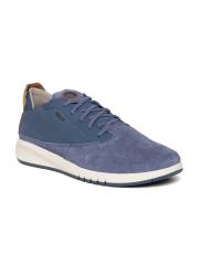 Geox Men Blue Leather Perforated Sneakers