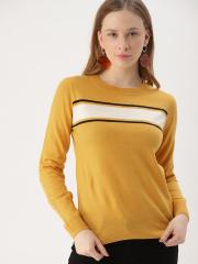 DressBerry Women Mustard Yellow Solid Sweater