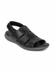 Arrow Men Black Leather Sandals