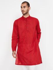 Melange by Lifestyle Men Red Printed Straight Kurta