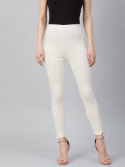 AURELIA Women Off-White Solid Leggings