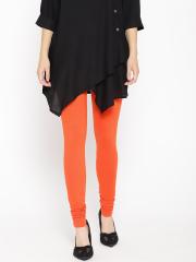 AURELIA Women Orange Solid Churidar Length Leggings