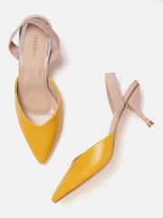 DressBerry Women Mustard Yellow Solid Pumps