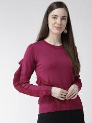 Madame Women Magenta Solid Sweater