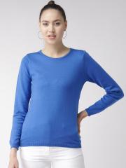 Madame Women Blue Solid Sweater