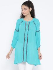 Oxolloxo Women Blue Solid Tunic