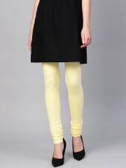 W Women Yellow Solid Churidar Leggings