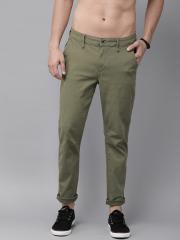 Roadster Men Olive Green Slim Fit Solid Chinos