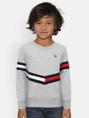 Tommy Hilfiger Boys Grey Striped Sweatshirt