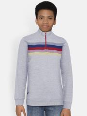 Pepe Jeans Boys Grey Melange Striped Sweatshirt