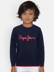 Pepe Jeans Boys Navy Blue Printed Sweater