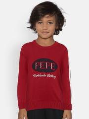 Pepe Jeans Boys Red Printed Sweater