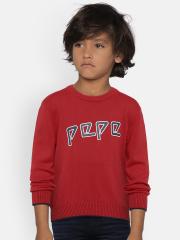 Pepe Jeans Boys Red Printed Pullover Sweater