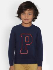 Pepe Jeans Boys Navy Blue Printed Sweater