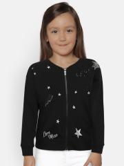 Pepe Jeans Girls Black Self Design Sweatshirt