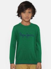 Pepe Jeans Boys Green Printed Pullover Sweater