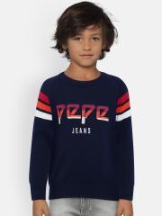 Pepe Jeans Boys Navy Blue Printed Sweater