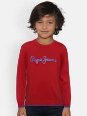 Pepe Jeans Boys Red Printed Sweater