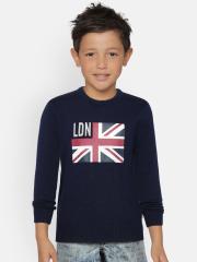 Pepe Jeans Boys Navy Blue Printed Sweater