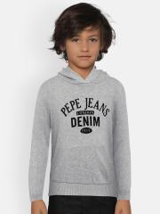 Pepe Jeans Boys Grey Melange Printed Sweater