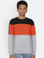 Pepe Jeans Boys Grey & Orange Colourblocked Sweatshirt