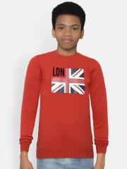 Pepe Jeans Boys Red Printed Pullover Sweater