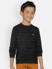 Pepe Jeans Boys Grey & Black Solid Sweater