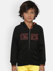 Pepe Jeans Boys Black Printed Hooded Sweatshirt