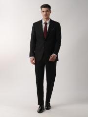 Peter England Men Black Tailored Fit Solid Single-Breasted Formal Suit