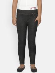 612 league Girls Black Solid Jeggings