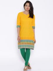 Aurelia Yellow Printed Kurta