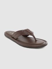 Louis Philippe Men Brown Leather Comfort Sandals