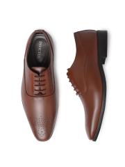 INVICTUS Men Brown Perforated Formal Derbys