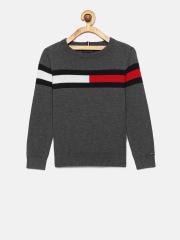 Tommy Hilfiger Boys Grey Solid Sweater