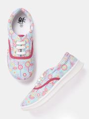 YK Girls Blue Printed Sneakers