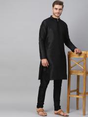 SOJANYA Men Black Solid Kurta with Churidar