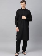 SOJANYA Men Black Solid Kurta with Pyjamas