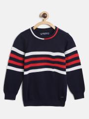 Allen Solly Junior Boys Navy & Red Striped Sweater