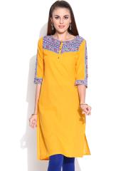 Aurelia Mustard Yellow Printed Kurta